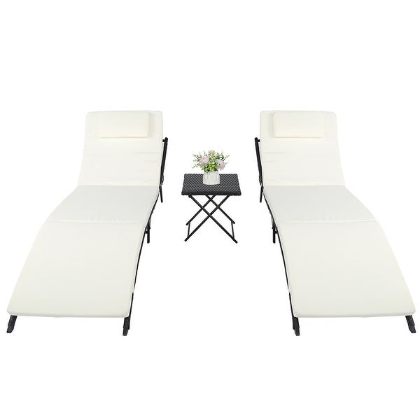 3pcs Modern Outdoor Rattan Folding Chair with Coffee Table