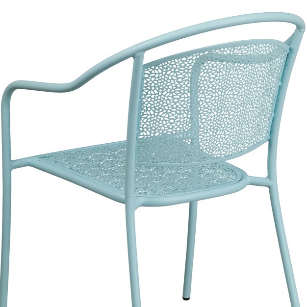 Emma And Oliver Commercial Grade 5 Pack Indoor outdoor Steel Patio Arm Chair With Round Back