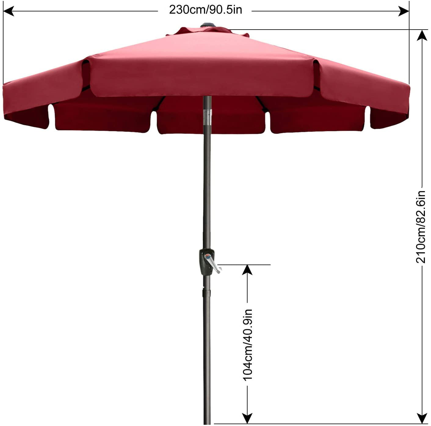 ABCCANOPY 7.5ft Outdoor Market Patio Umbrella with Push Button Tilt, 8 Ribs 13+Colors, Burgundy