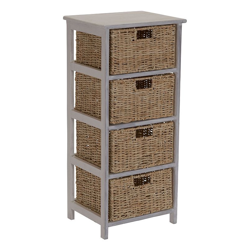 Household Essentials Whitewash 4-Basket Storage Chest