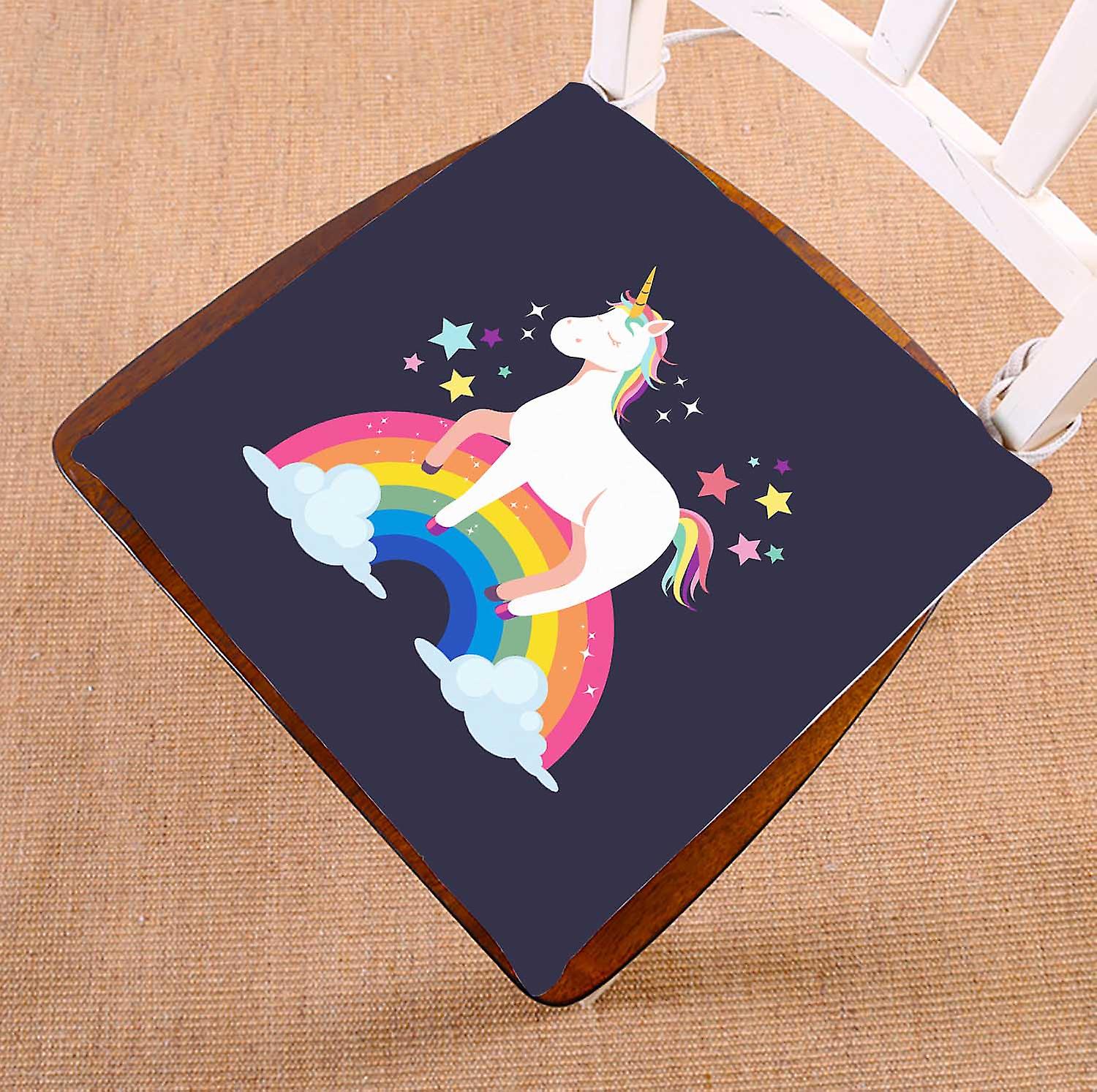 Unicorn And Rainbow Chair Pads Chair Mat Seat Cushion Chair Cushion Floor Cushion 40x40 Cm