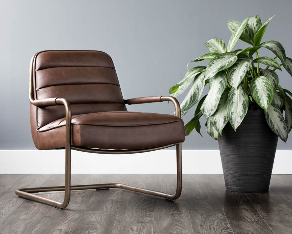 Xarles Lounge Chair  Vintage Cognac   Midcentury   Armchairs And Accent Chairs   by Peachtree Fine Furniture  Houzz