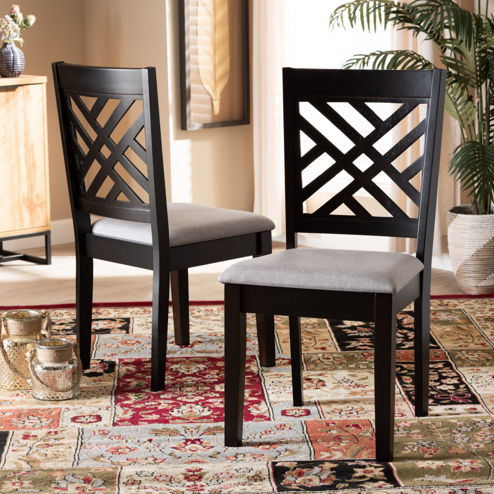 Lilith Upholstered Wood 2 Piece Dining Chair Set   Transitional   Dining Chairs   by Baxton Studio  Houzz