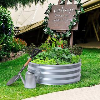 LuxenHome 36 in. Galvanized Metal Round Raised Garden Bed WHPL1270