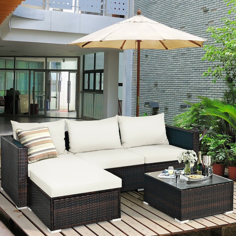 5Pcs Patio Rattan Furniture Set with Coffee Table   29\