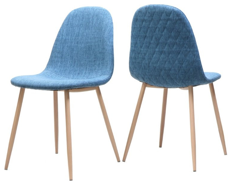 Noble House Caden Mid Century Fabric Dining Chair in Muted Blue (Set of 2)   Midcentury   Dining Chairs   by Homesquare  Houzz