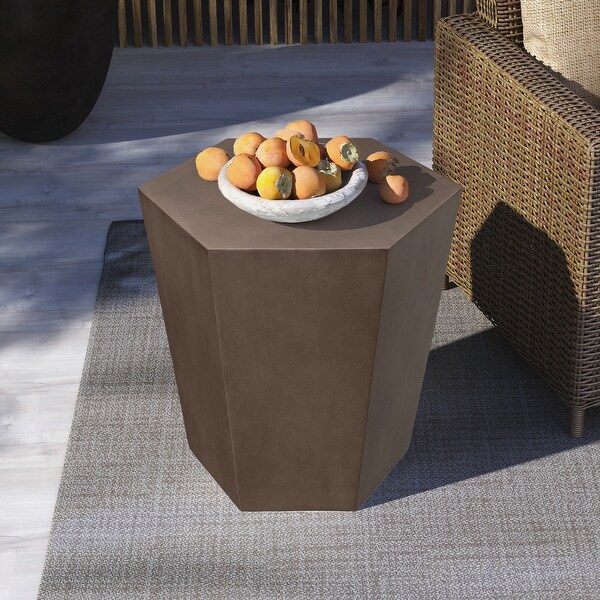 UPHA Outdoor 24inch Concrete Accent Side Table，Coffee Table