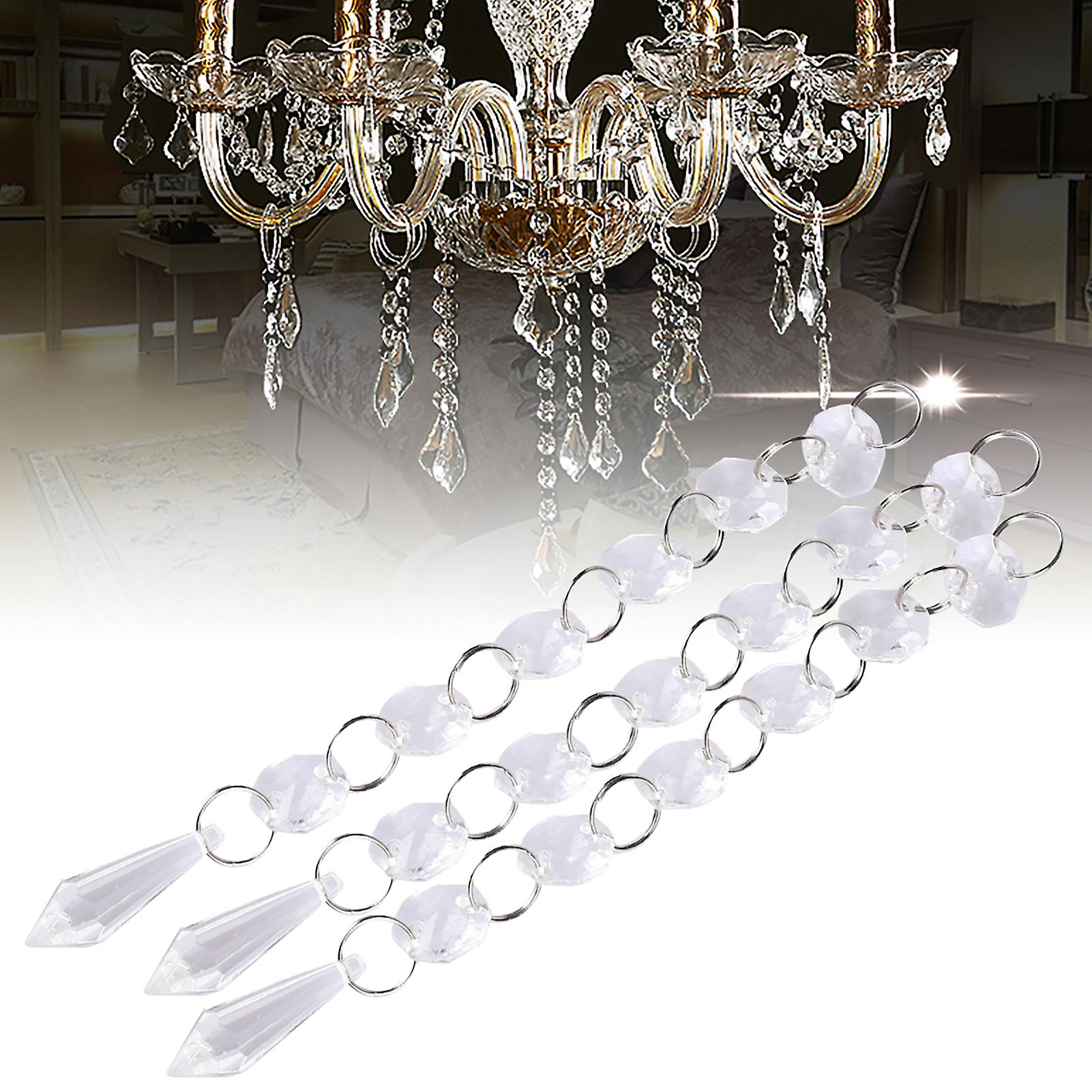 30pcs Acrylic Transparent Small Clear Crystal Strands Gems Bead Curtain For Light Pendant Wedding Home Decoration