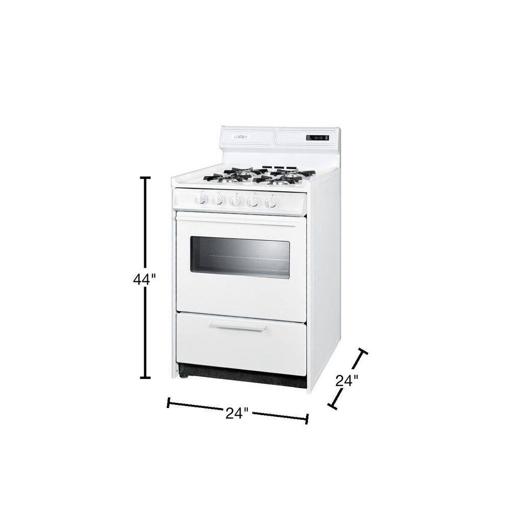 Summit Appliance 24 in. 2.9 cu. ft. Gas Range in White WNM6307KW