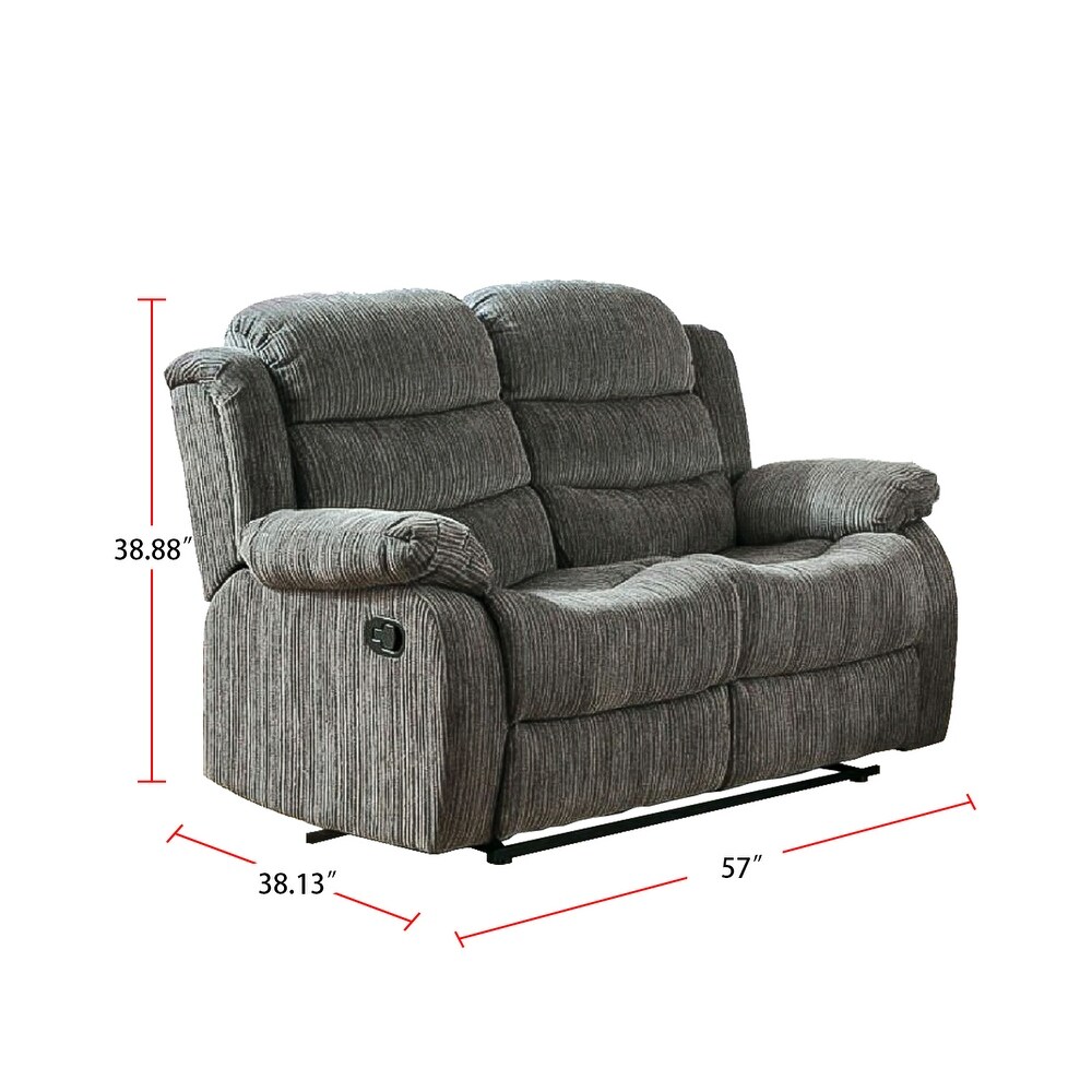 Chenille Upholstered Reclining Sofa Set in Gray