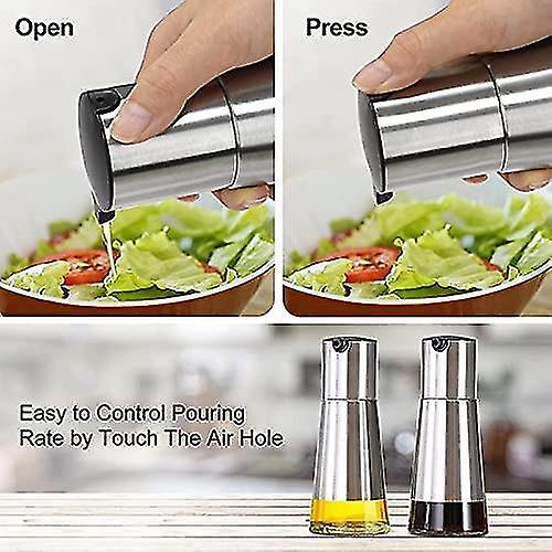 Olive Oil And Vinegar Dispenser Set， 2 Pack Olive Oil Dispenser Cruet With Elegant Glass Bottle And