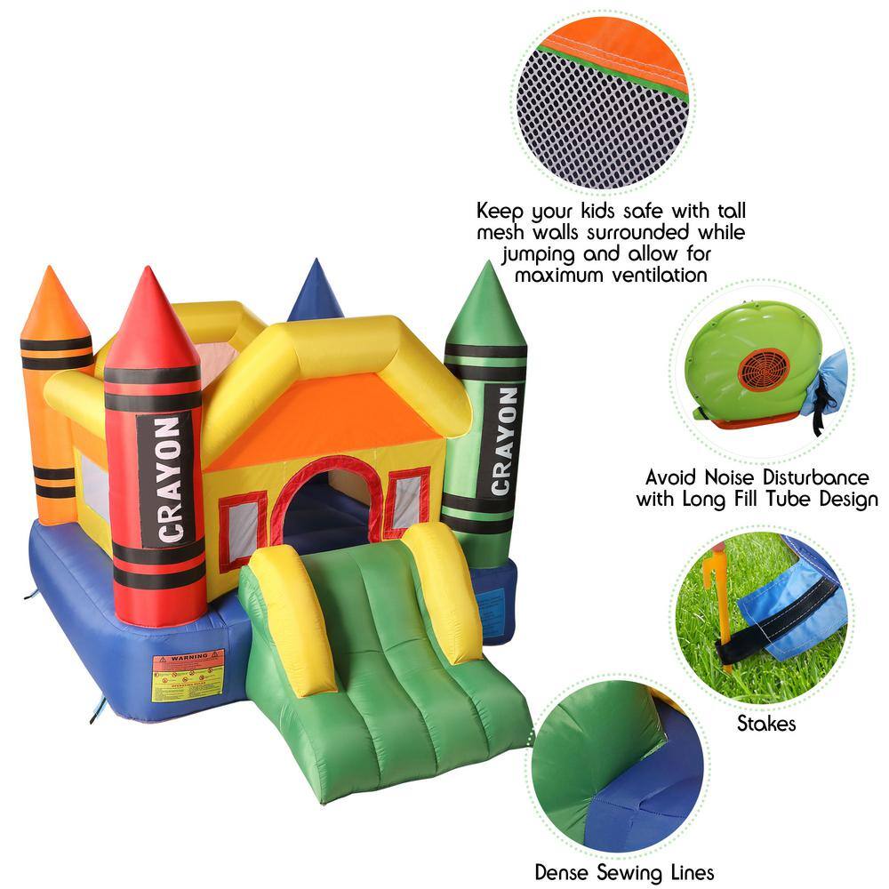 Nyeekoy 12.1 ft. x 9.2 ft. Inflatable Bounce House Kid Jump Castle Bouncer with Slide and Air Blower Fan TH17G0161SE