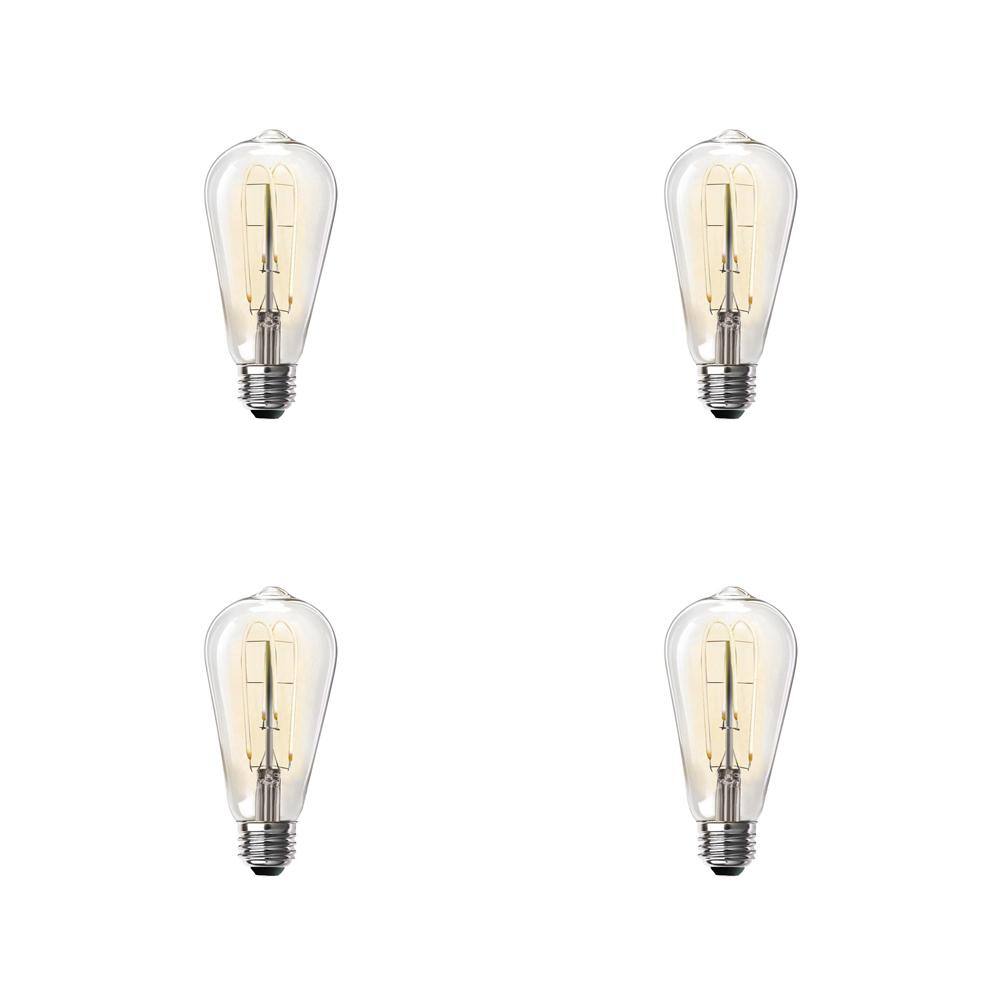 Feit Electric 40-Watt Equivalent ST19 DImmable M Shape Filament Clear Glass Vintage Edison LED Light Bulb Warm White (4-Pack) ST1940MCLLEDHDRP4