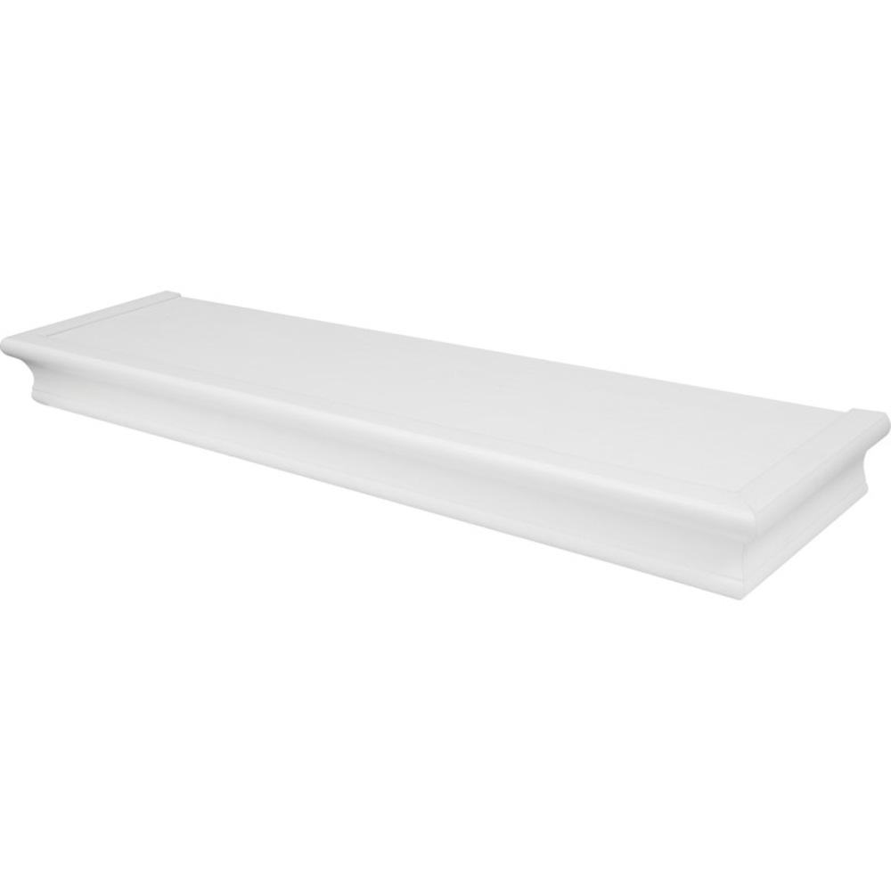 HIGH and MIGHTY Decorative 24 Floating Shelf Holds up to 20lbs， Easy Tool-Free Dry Wall Installation， Beveled， eCommerce Packaging， White