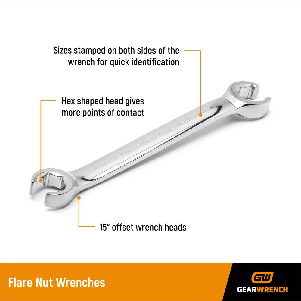 GEARWRENCH Flare Nut Wrench Set 6 Pc. Metric 81906 from GEARWRENCH