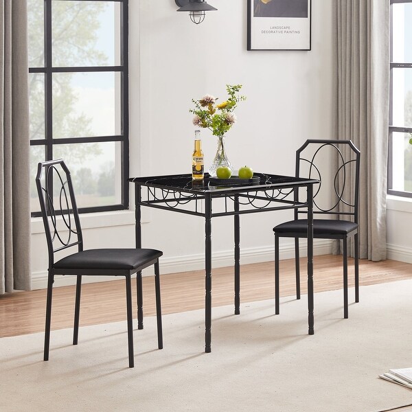 3-Piece Dining Table Set with 2 Chairs for Home Kitchen Breakfast Nook