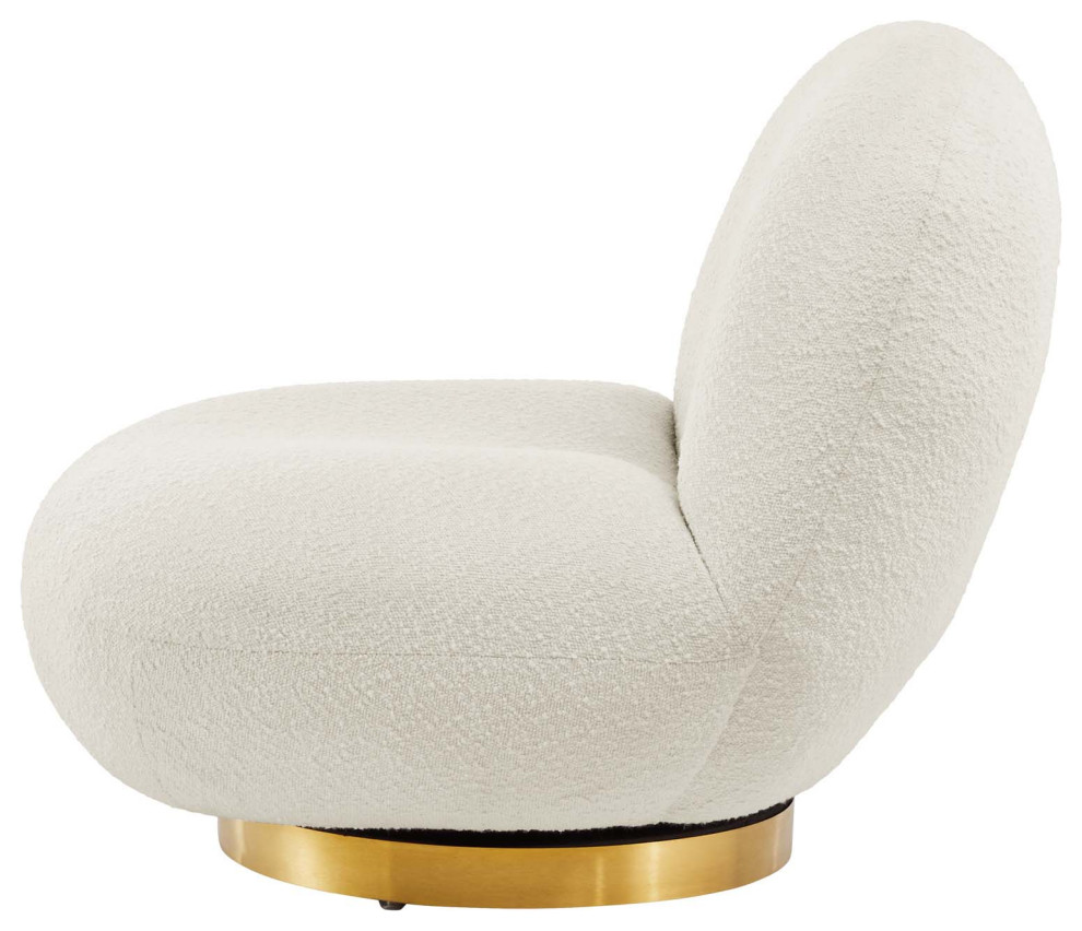 Swivel Accent Chair  Gold Ivory  Fabric  Modern  Lounge Cafe Hotel Hospitality   Contemporary   Armchairs And Accent Chairs   by House Bound  Houzz