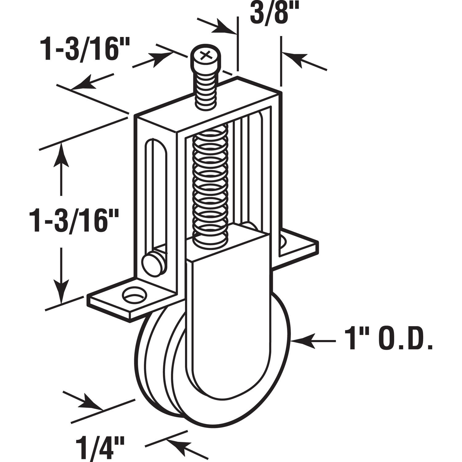 Prime-Line 1 in. D X 1/4 in. L Aluminum/Steel Roller Assembly 2 pk