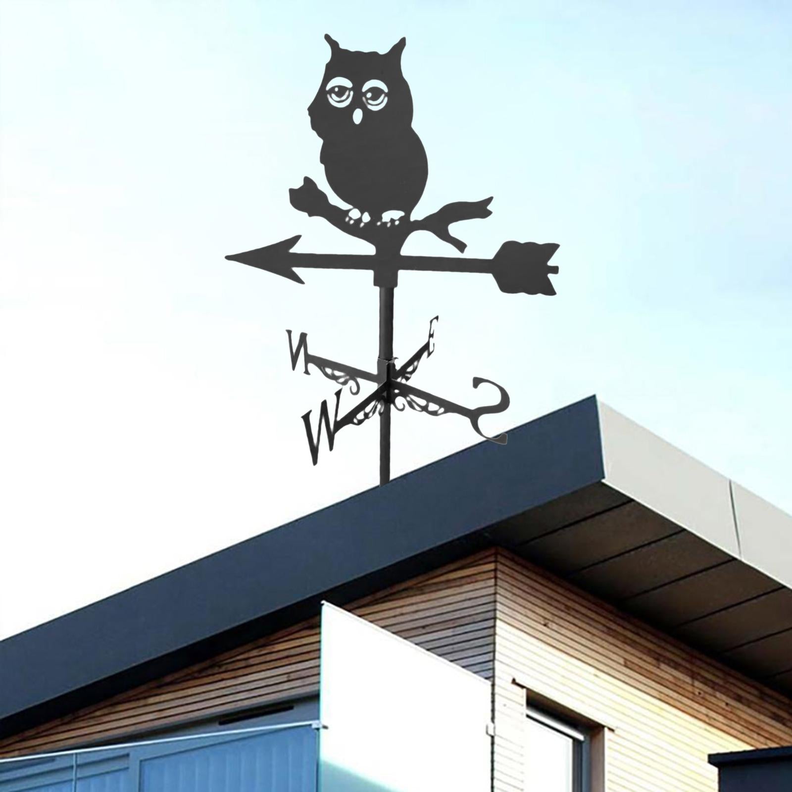 Roof Weather Vane with Animal Silhouette Statue Decorative Farm Scene Owl