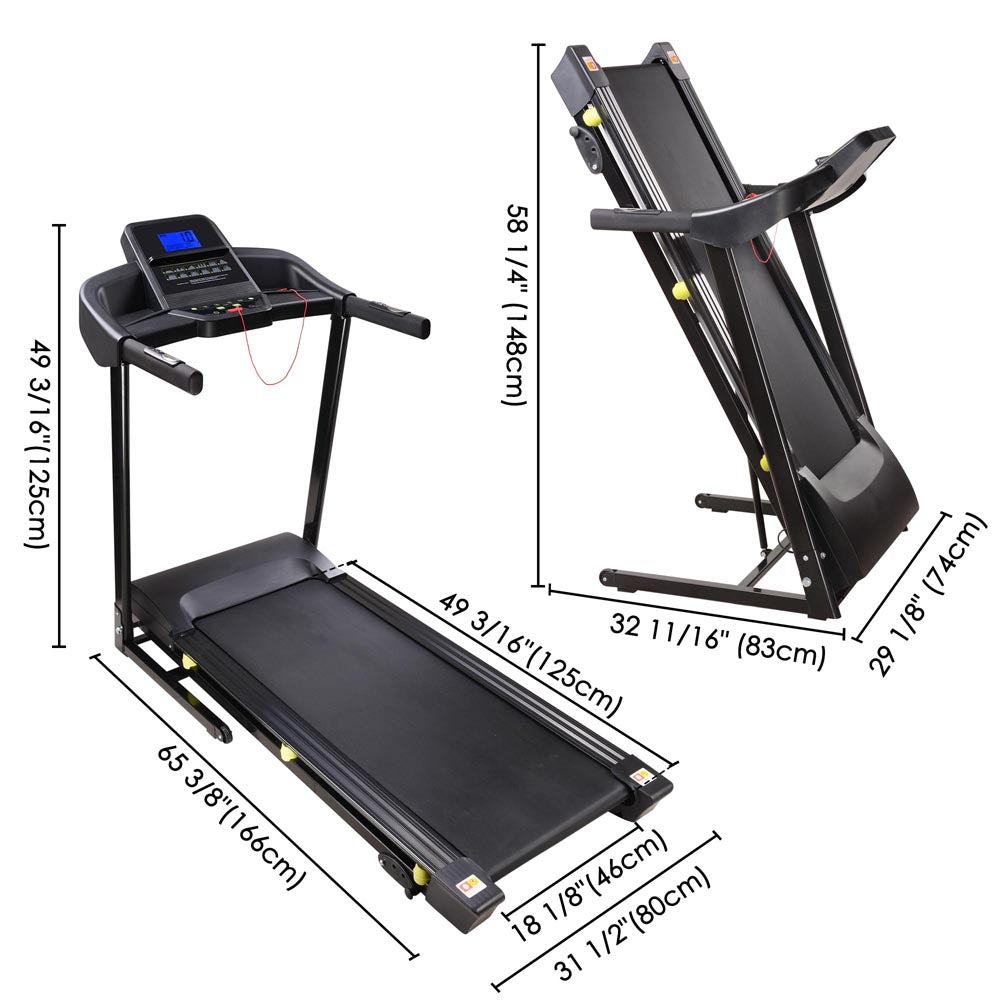 Yescom 3.0HP Foldable Treadmill Electric Running Machine Black 49x18in