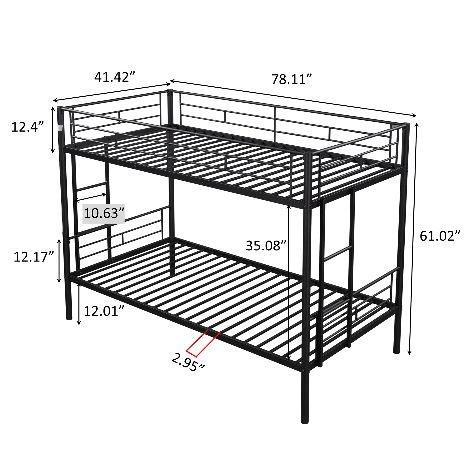 Bunk Bed with Ladder, SESSLIFE Metal Bunk Beds with Guardrail for Boys Girls Toddlers, Black Twin Over Twin Bunk Bed, Kids Bunk Bed for Home Children’s Room, TE838