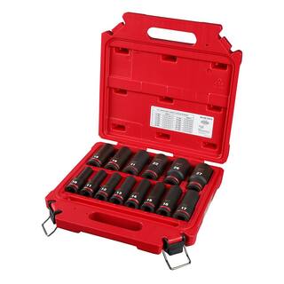 MW SHOCKWAVE 12 in. Drive Metric Deep Well 6 Point Impact Socket Set (14-Piece) 49-66-7014