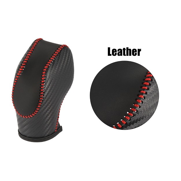 Unique Bargains Car Faux Leather Gear Shift Knob Cover For Ford Focus Carbon Fiber Pattern