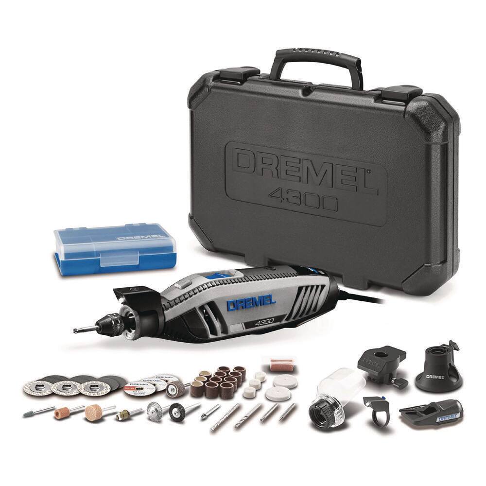 Dremel 4300 Series 1.8 Amp Variable Speed Corded Rotary Tool Kit w Mounted Light 40 Accessories 5 Attachments Carrying Case 4300-540