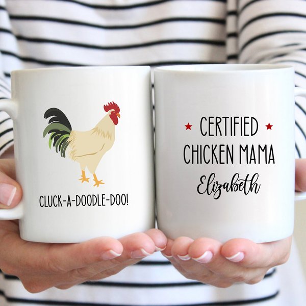 904 Custom Personalized Certified Chicken Mama Double Sided Mug， 11-oz