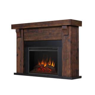 Real Flame Gunnison Grand 64 in. Freestanding Wooden Electric Fireplace in Chestnut Barnwood 8700E-CHBW