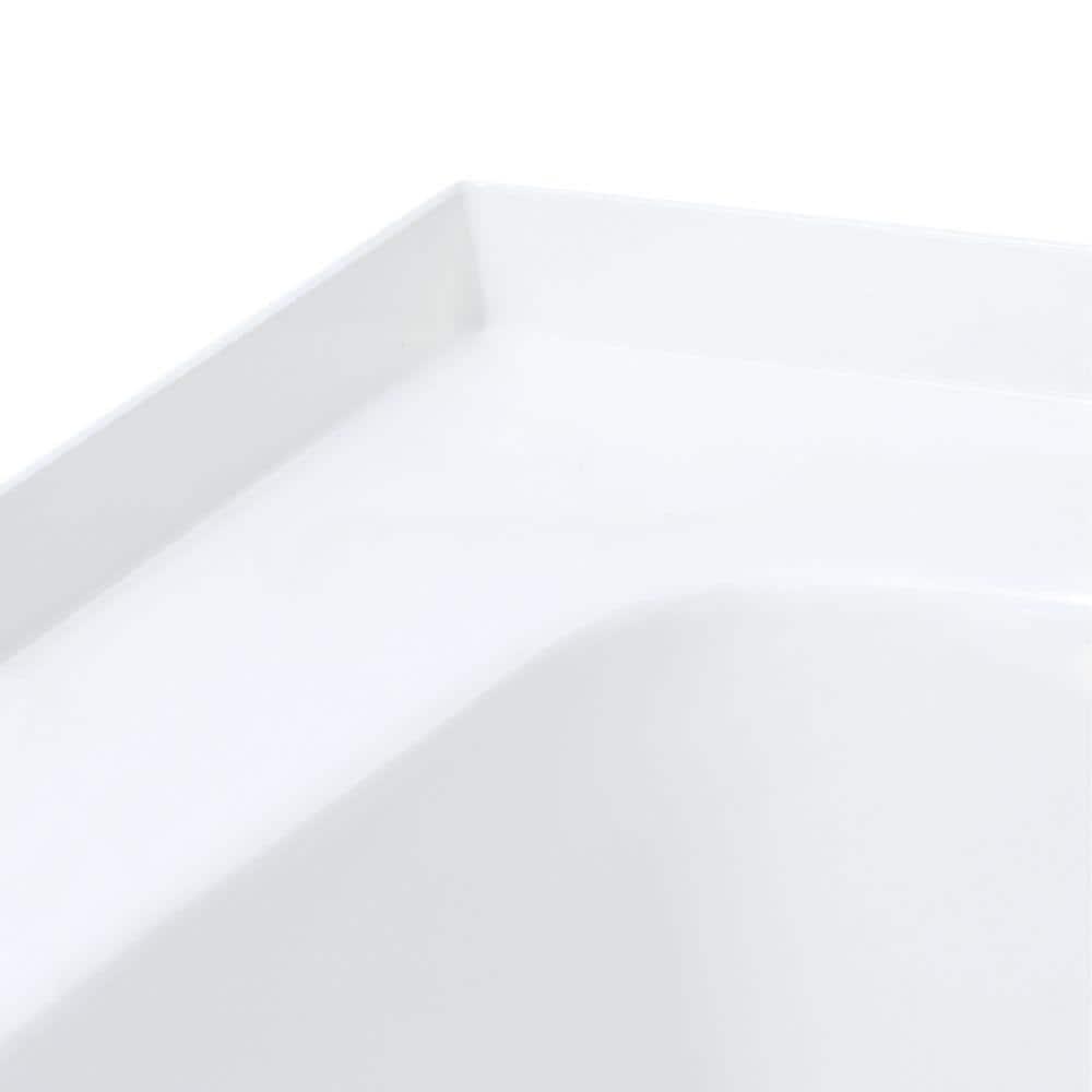 Aquatic Composite 60 in Right Drain Rectangular Alcove Soaking Bathtub in White