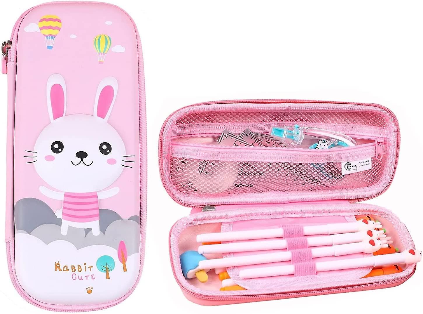 Rabbit Pencil Case For Girls， 3d Pen Pouch Stationery Pencil Box， Large Capacity Multi Compartment (pink Rabbit)