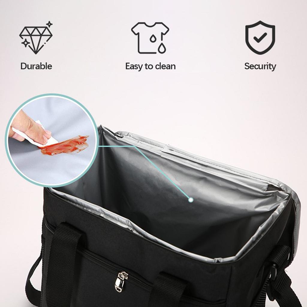 Outdoor Picnic Bag Bag Handle Insulated Leak Food Container Basket Black