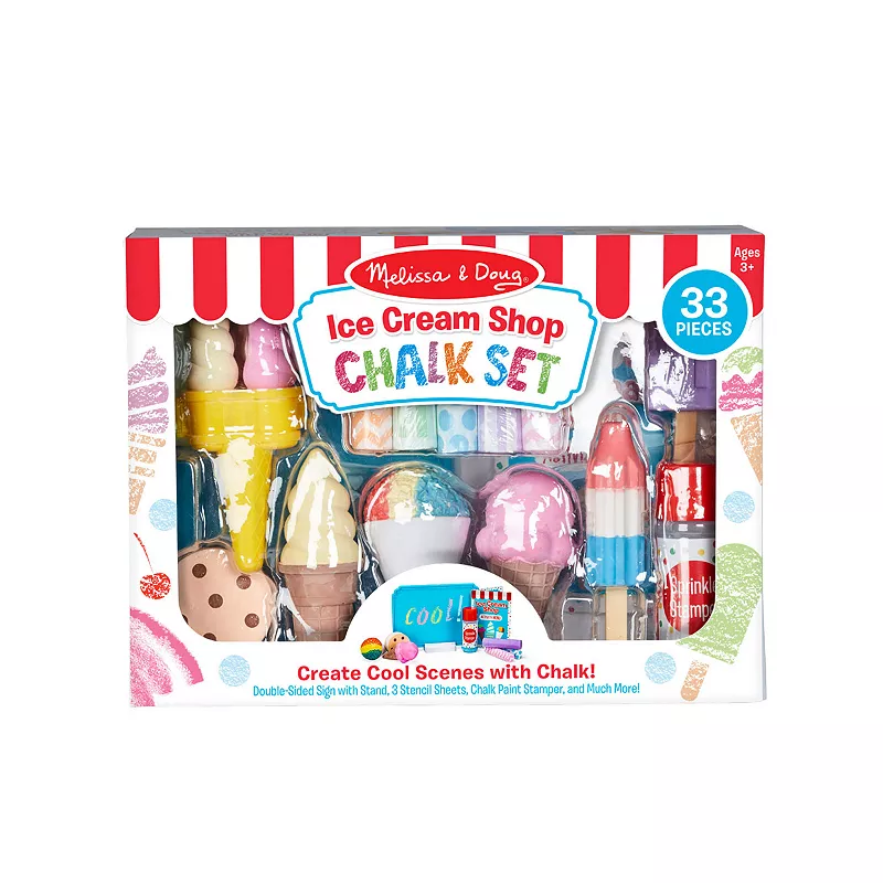 Melissa and Doug Ice Cream Shop Multi-Colored Chalk and Holders Play Set