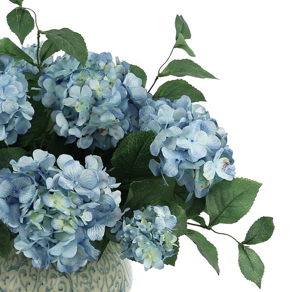 Hydrangea Floral Arrangement in a Decorative Ceramic Vase