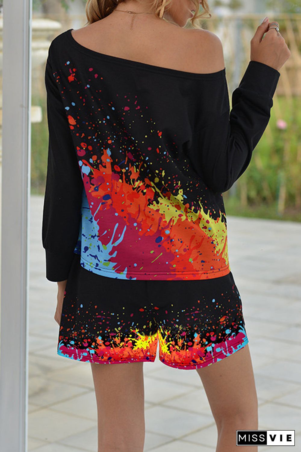 Digital Print Pocket Drawstring Top & Shorts