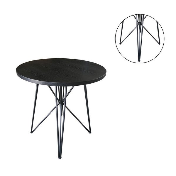 45-inch Round Wood Dining Table with Metal Legs in Black and Gunmetal