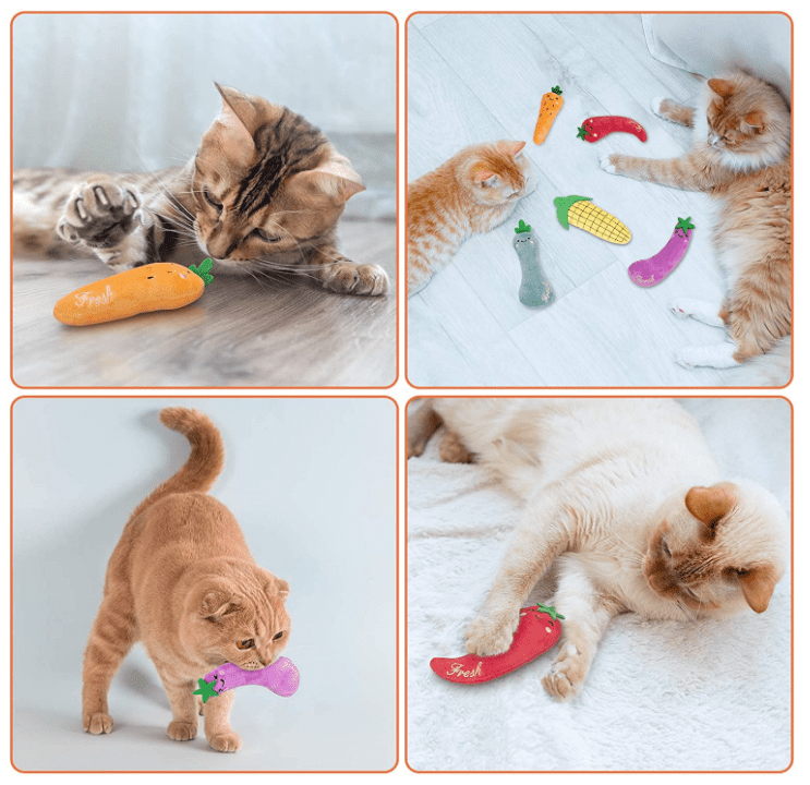 GreenJoy Catnip Toys for Cats - Plush Cat Chew Toys Teething Interactive for Kitten 5 PCS