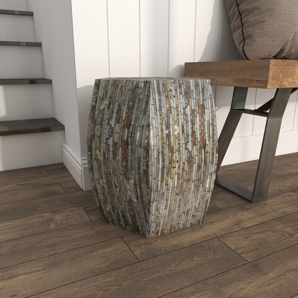 Grey Shell Contemporary Accent Table 16 x 16 x 16