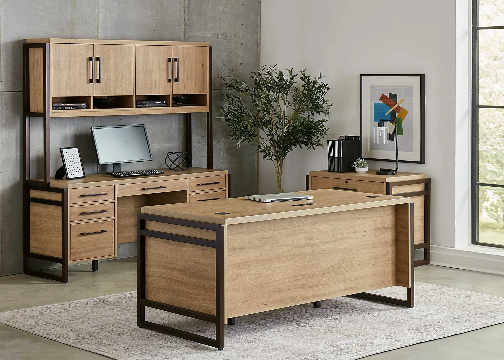 Mason Natural and Black Executive Desk