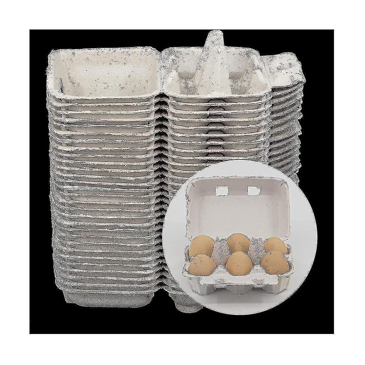 30 Pieces Paper Egg Cartons For Chicken Eggs Pulp Fiber Holder Bulk Holds 6 Count Eggs Farm Market