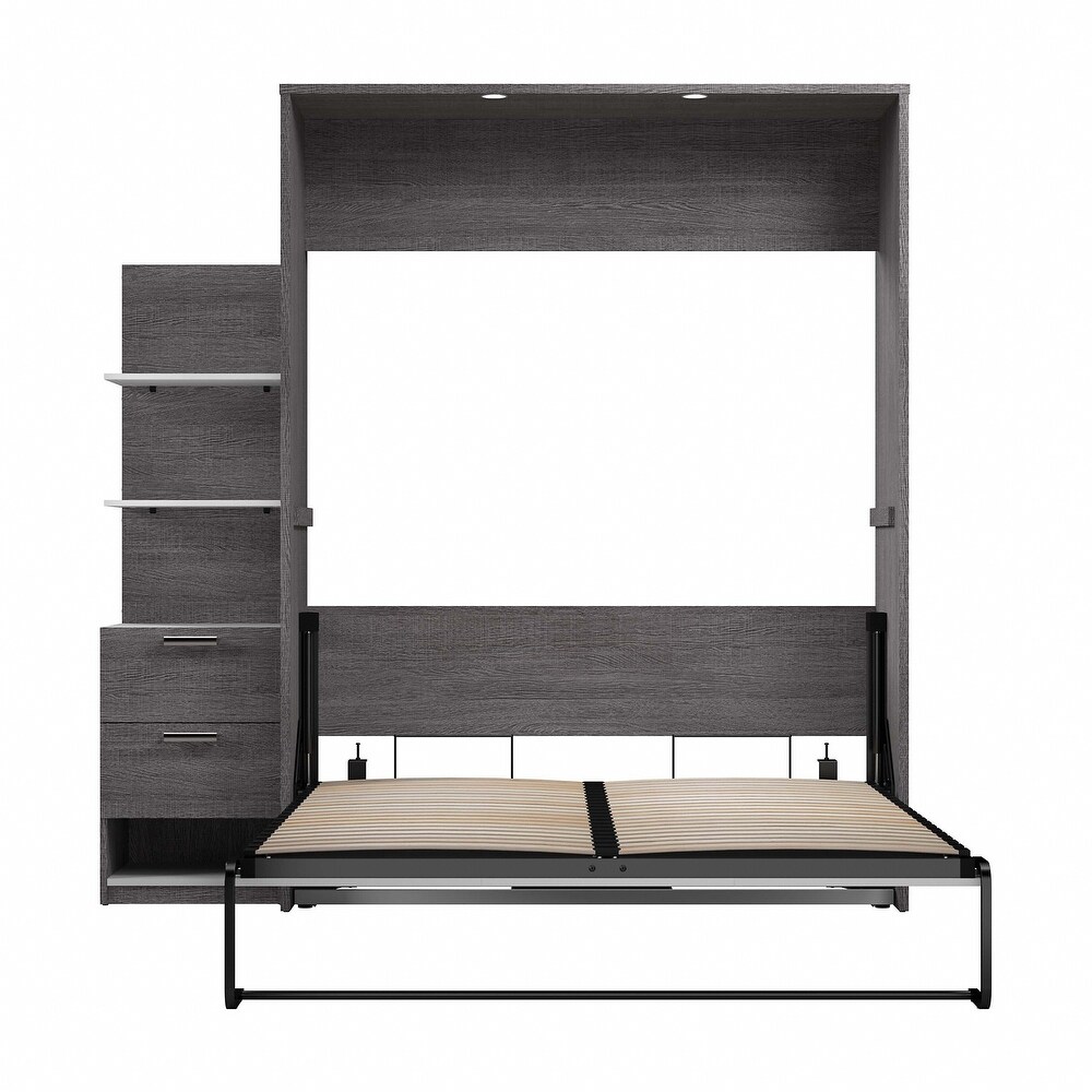 Cielo Queen Murphy Bed with Floating Shelves by Bestar