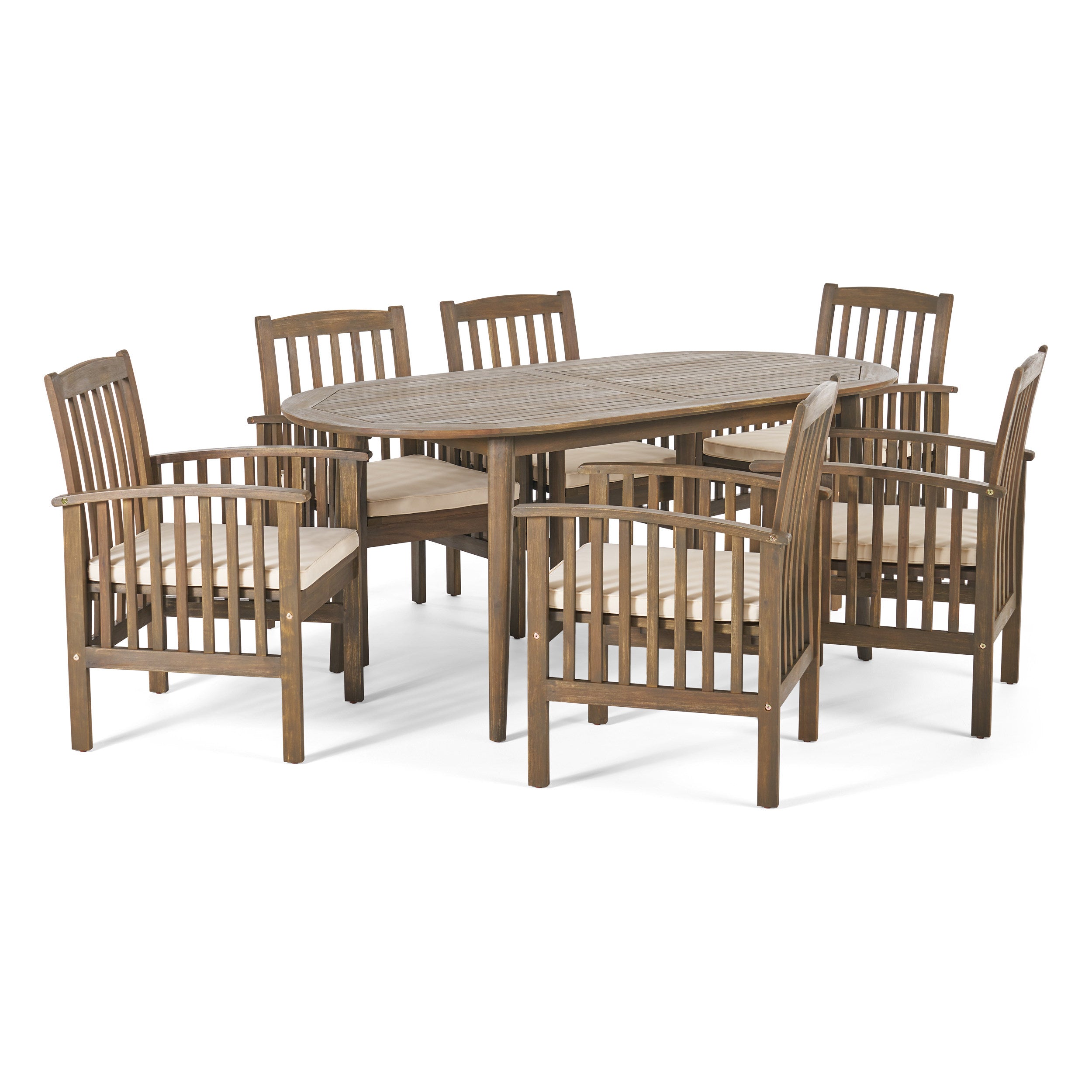 Spring Acacia Patio Dining Set, 6-Seater, 71