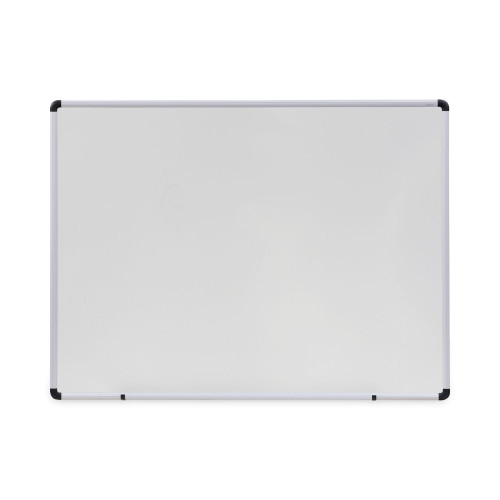 Universal Dry Erase Board， Melamine， 48 x 36， White， Black/Gray Aluminum/Plastic Frame (43724)