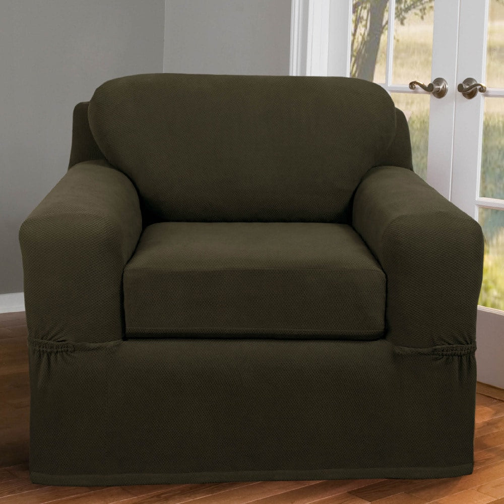 Maytex  Stretch Pixel Chair 2 Piece Furniture / Slipcover Charcoal 42-43