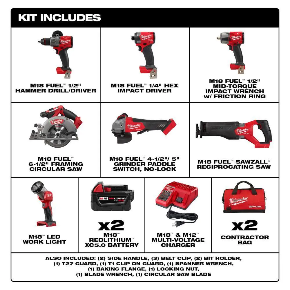 Milwaukee M18 FUEL 18V Lithium-Ion Brushless Cordless Combo Kit (7-Tool) wM18 FUEL PACKOUT Vacuum