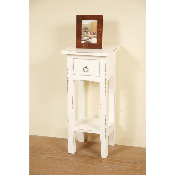 Sunset Trading Cottage Narrow Side Table Distressed White Washed