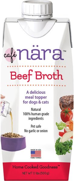 Cafe Nara Beef Broth Grain-Free Dog and Cat Wet Food Topper， 1.1-lb bottle