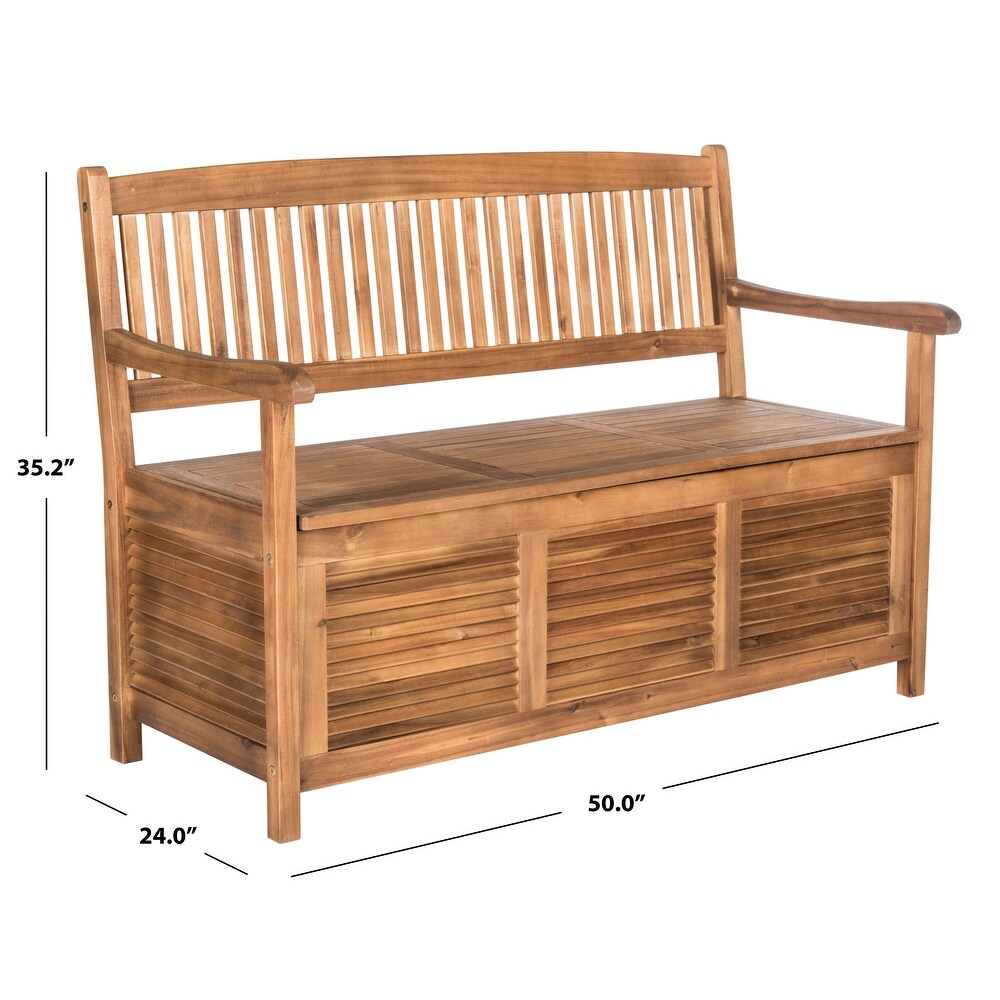 SAFAVIEH Outdoor Living Brisbane Brown Storage Bench   50\