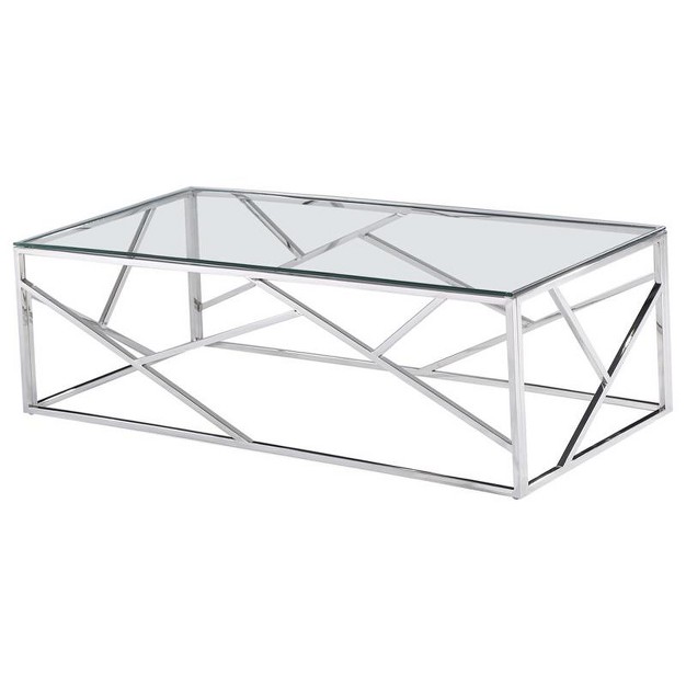 Morganna Stainless Steel Living Room Coffee Table In Silver Best Master Furniture